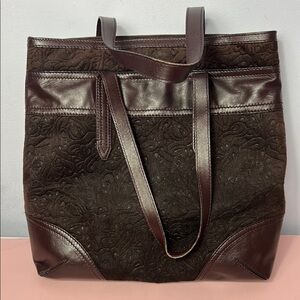 Embossed Brown Tote Bag Chic